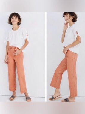 Madewell Rose-Pink High-Rise Wide-Leg Jeans